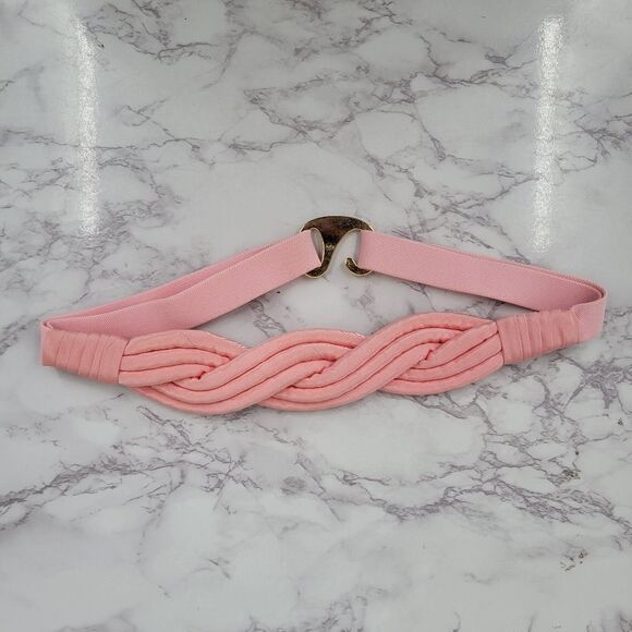 Baby Pink Braided Rope Stretch Belt Vintage 80s - Picture 2 of 6